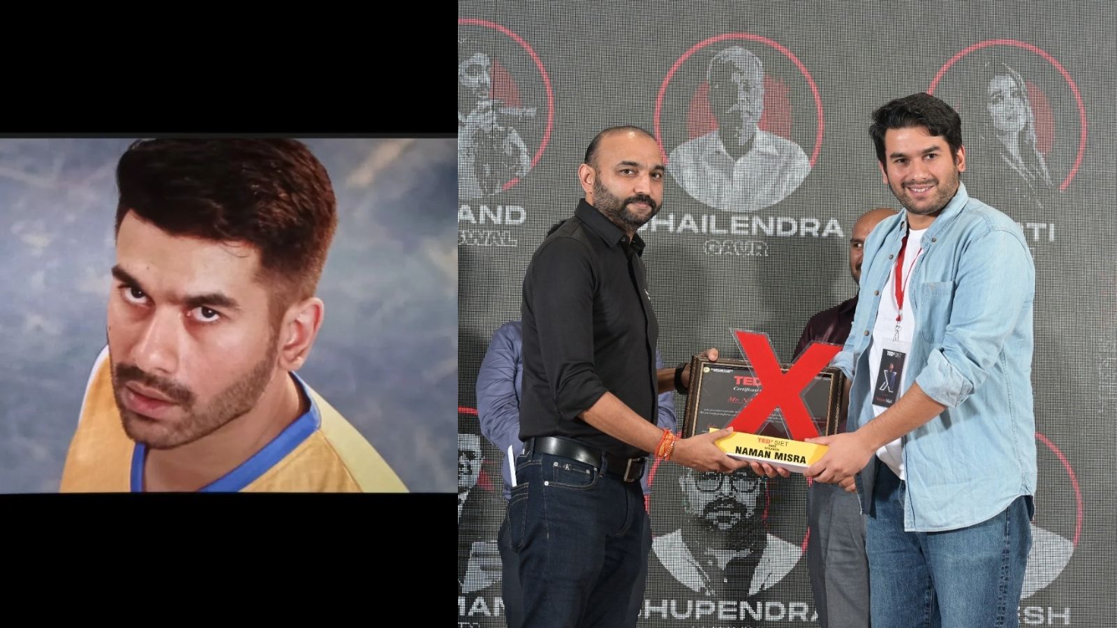 Naman Misra from movie still and Ted Talk event